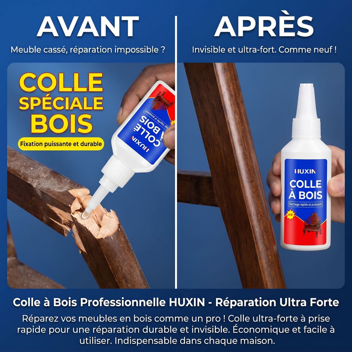Colle à Bois Professionnelle HUXIN - Réparation Ultra Forte 8