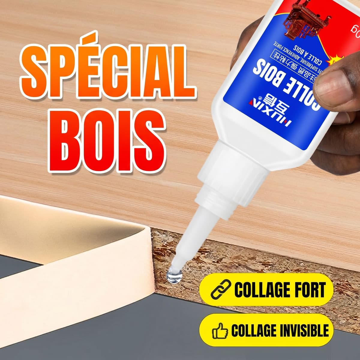Colle à Bois Professionnelle HUXIN - Réparation Ultra Forte 3