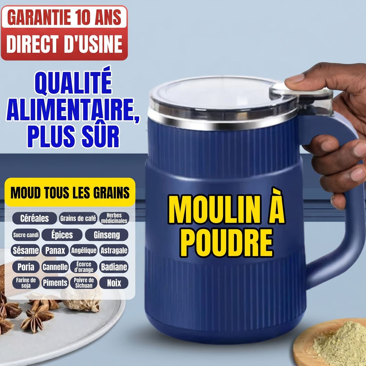 Broyeur Électrique Polyvalent "Saveurs Intenses" - Café, Épices & Céréales 7