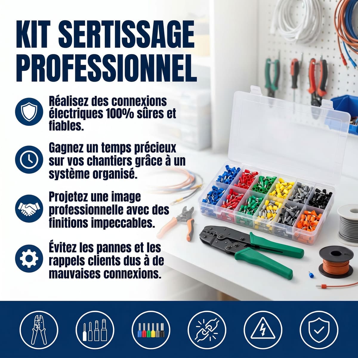 Kit Professionnel de Sertissage avec 450 Embouts de Câblage et Pince