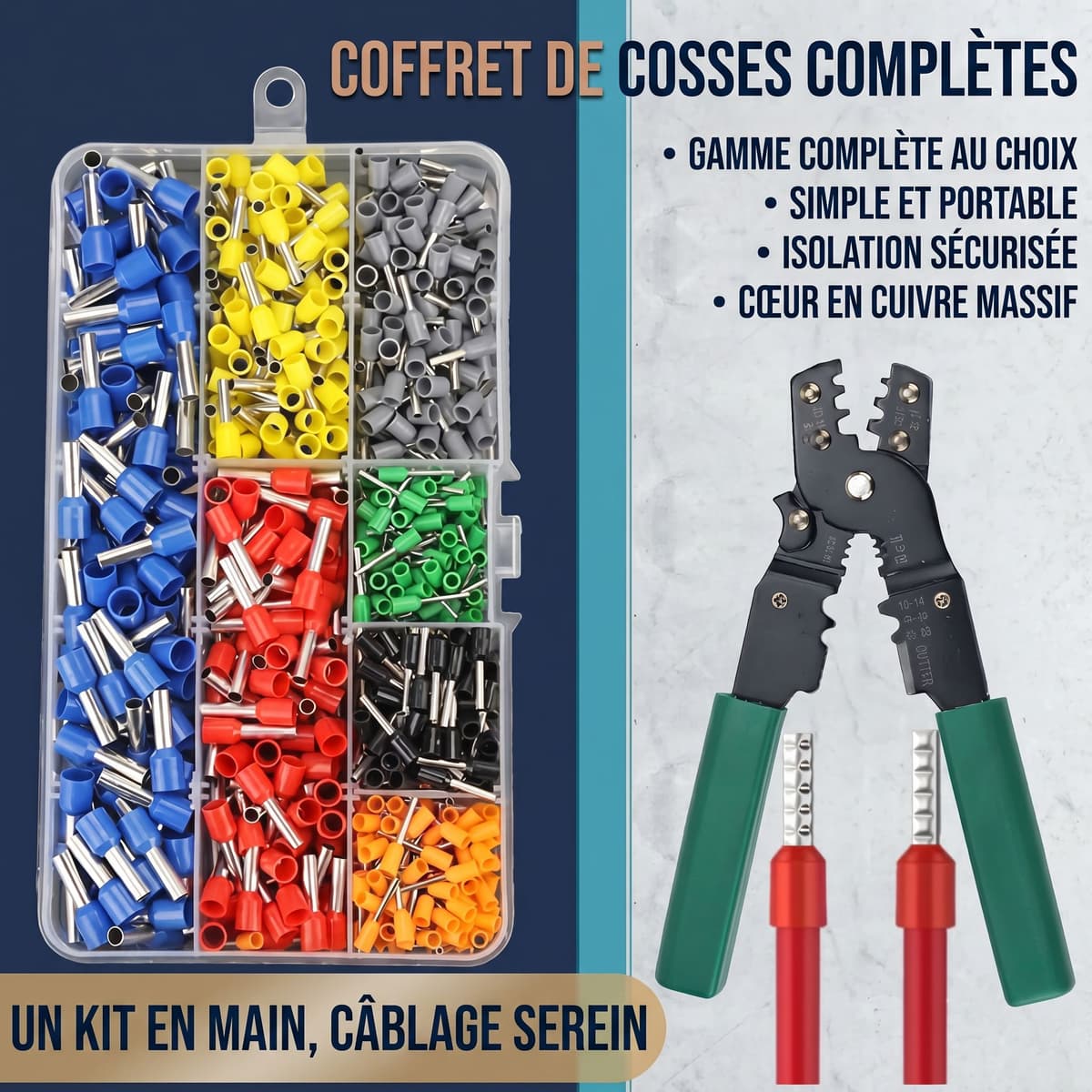 Kit Professionnel de Sertissage avec 450 Embouts de Câblage et Pince 8