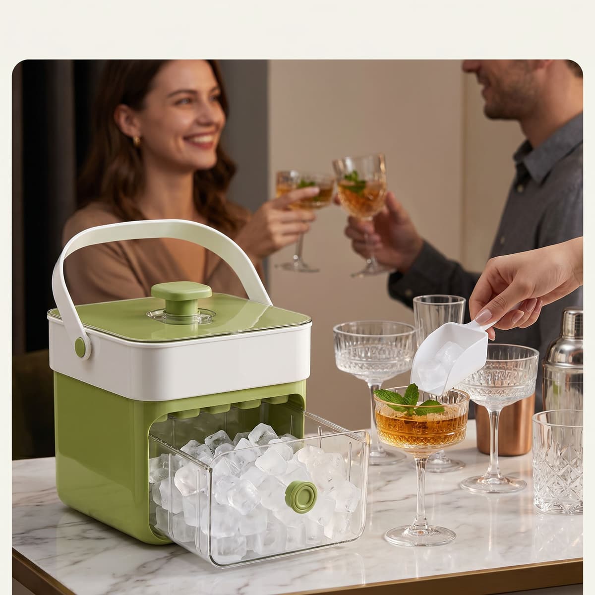 Boîte à Glaçons 2-en-1 avec Démoulage Facile et Bac de Rangement 5