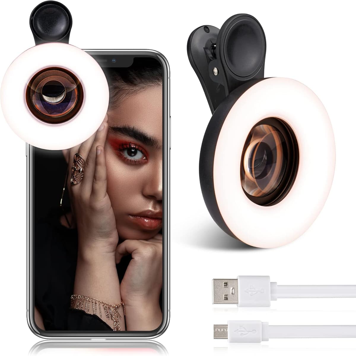 Lentille Macro 15X avec Ring Light LED Intégré pour Smartphone 2